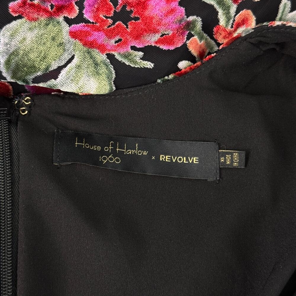 House of Harlow Revolve Dress Womens XS Talita Velvet Floral Romantic Event - Picture 3 of 11